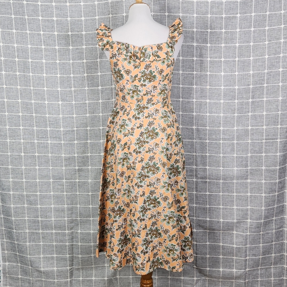 Ann Taylor Ruffle Linen Blend Floral Print Midi Dress - Picture 8 of 10